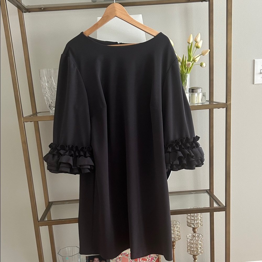 Chic Black Ruffle Sleeve Dress